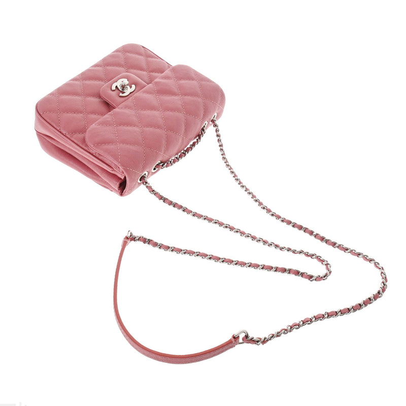 シャネルミニマトラッセ チェーンショルダーバッグ ピンク シルバー