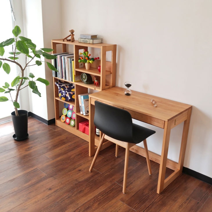 学習机 幅90 2点セット 【机 学習机 学習デスク コンパクト 無垢 国産