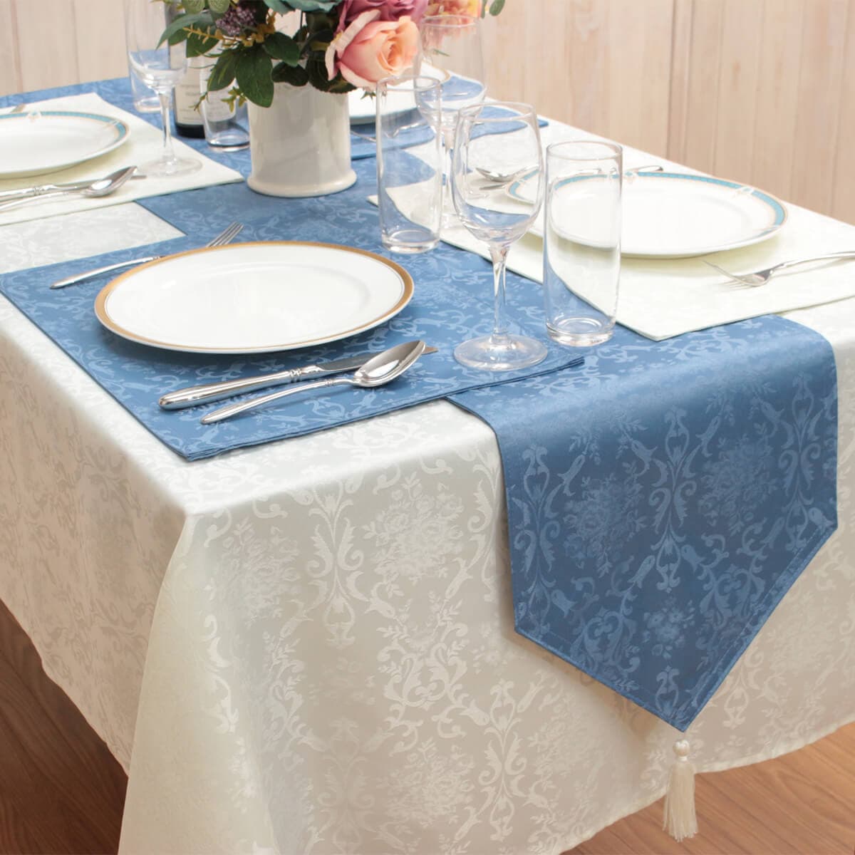 damask elegance 撥水ジャカード織 テーブルランナー 約30×230cm