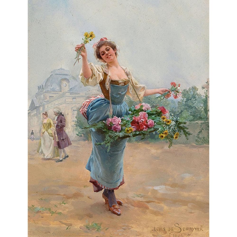 花売りの少女 【6号】 ルイ・マリー・ド・シュライバー 【 額縁が