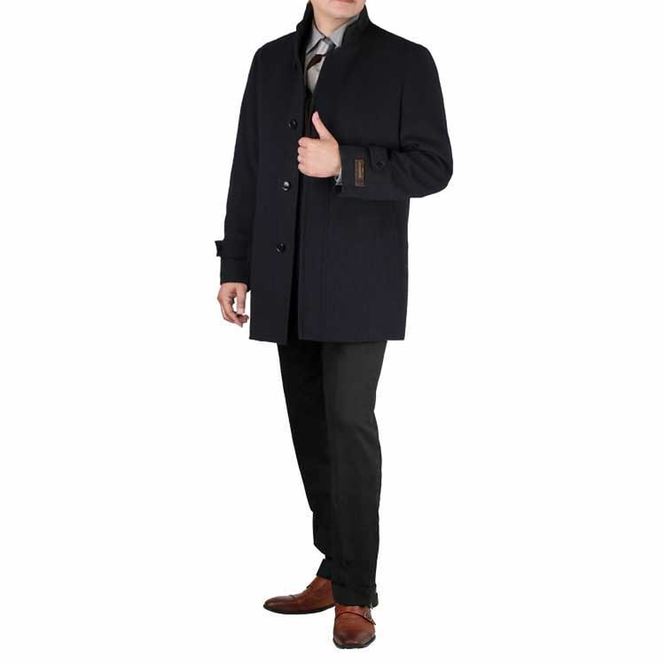 カシミヤコート メンズ スタンドカラーコート ハーフコート 秋冬 黒紺