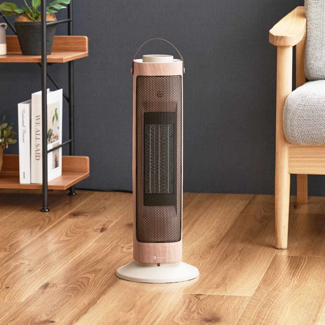 タワー型セラミックファンヒーター&ファン Premium WOOD｜リビング用品