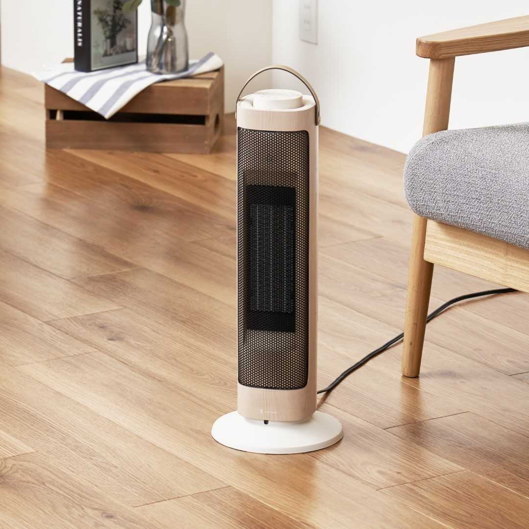 タワー型セラミックファンヒーター&ファン Premium WOOD｜リビング用品