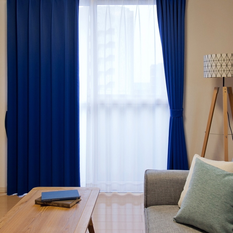 防炎・遮光1級・省エネ＞30色から選べる無地カーテン【クライン BL