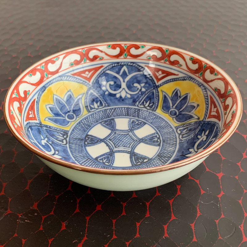 京焼清水焼 小鉢 渕赤絵唐草古代文小鉢 □加藤雲泉