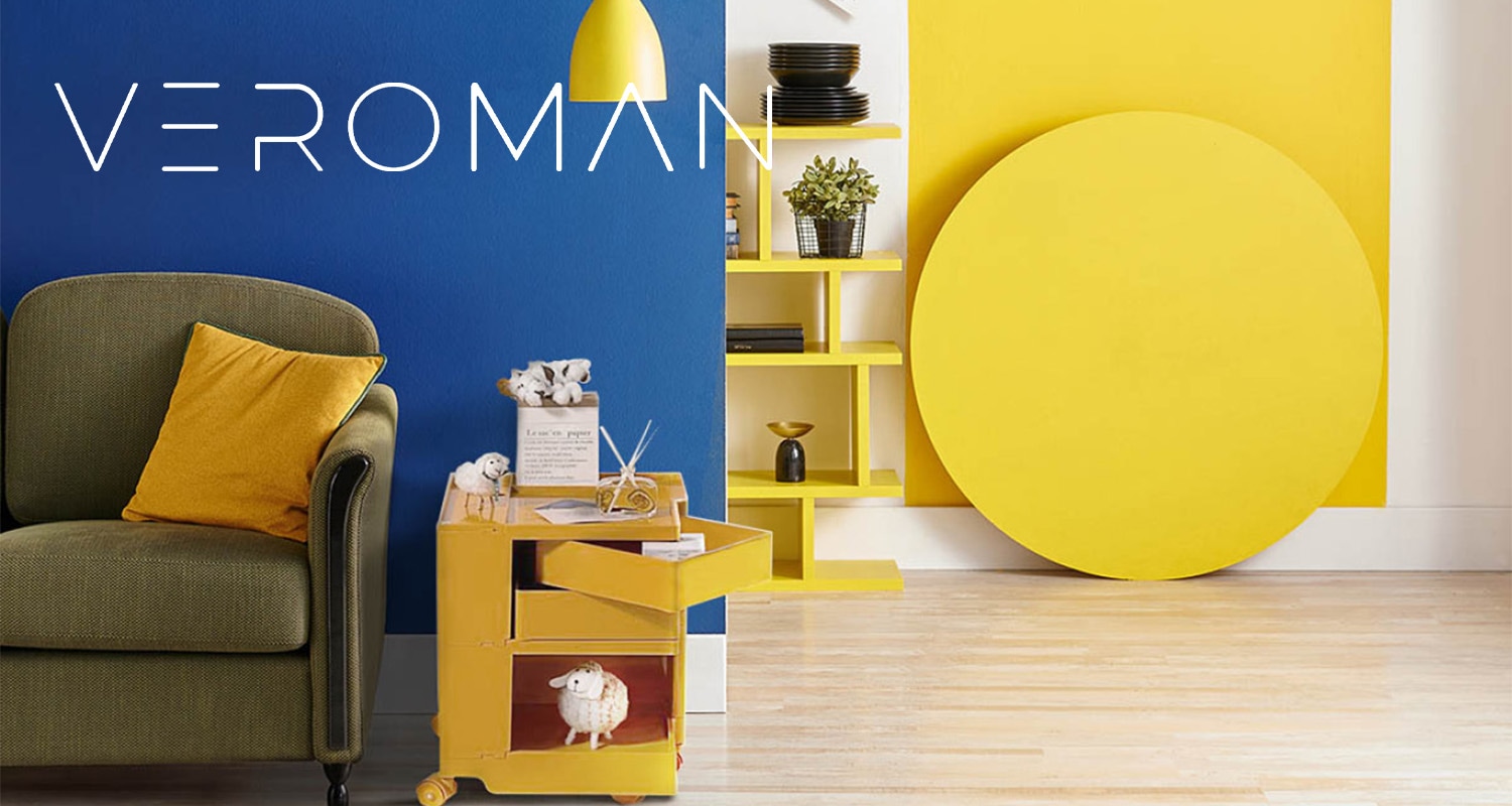 VeroMan コロコロ動くカラートロリー レトロな彩りが映えるキャスター