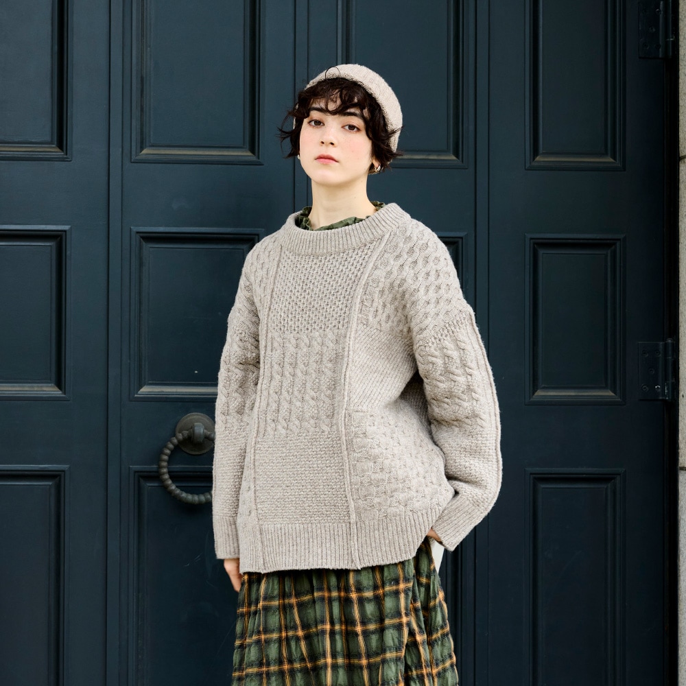 NARU(ナル) NATURAL COLORED WOOL 柄編みニット 665406 | all_items