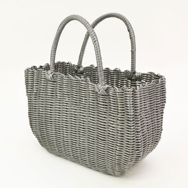 PPバッグ ミドルサイズ グレー ビニール かごバッグ 温泉