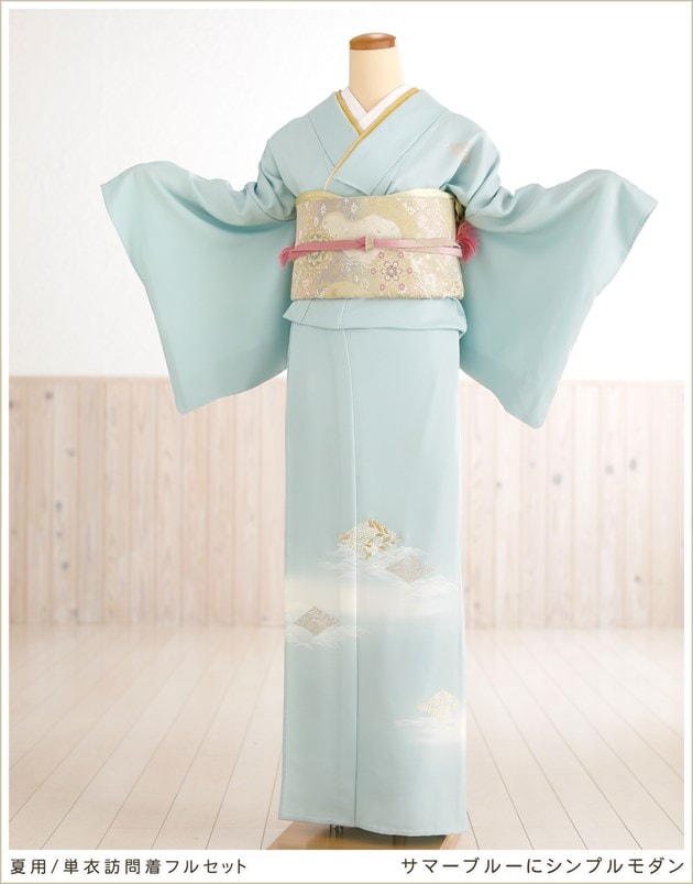 夏用訪問着レンタル。単衣タイプの訪問着、結婚式着物レンタル