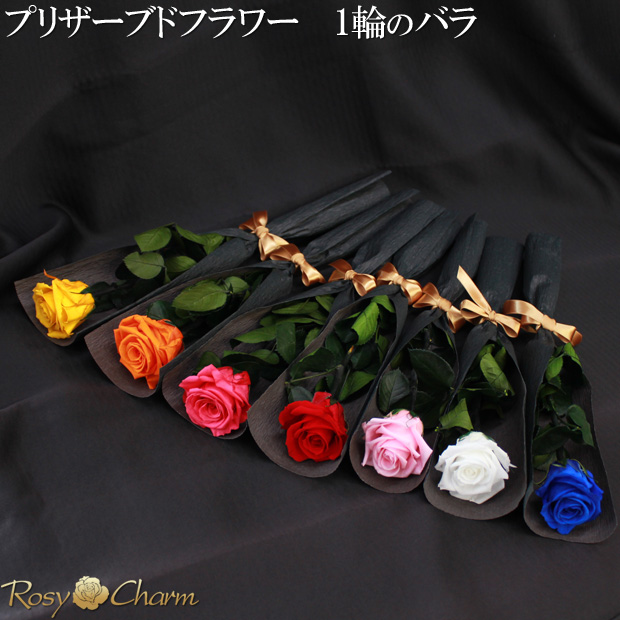 プリザーブドフラワー バラ一本｜クリアケース入り【中輪