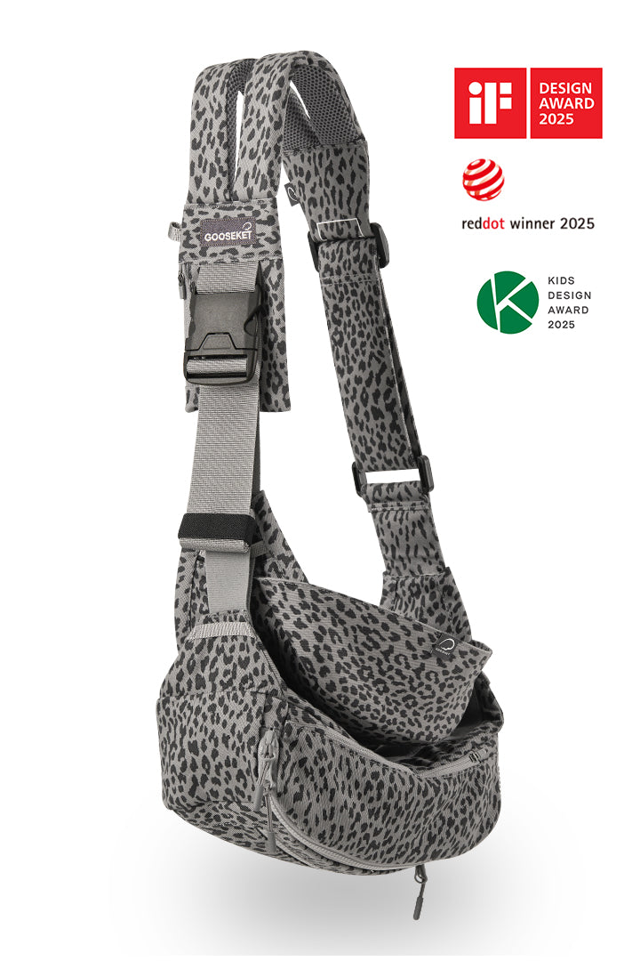 グスケット365抱っこ紐Plus【抱っこ紐+バッグ】グレーレオパード