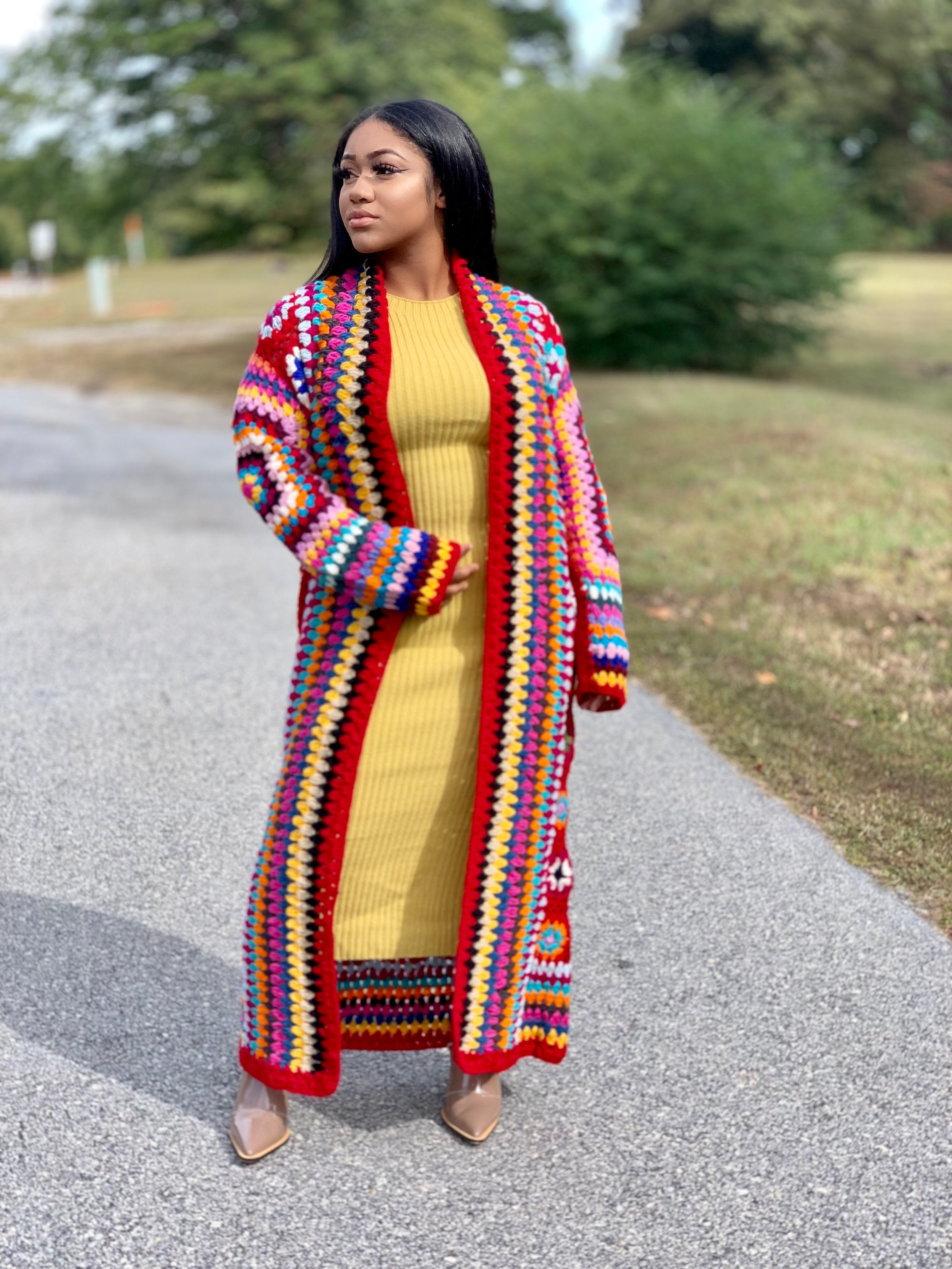 Nicky Handmade Crochet Cardigan – GOLD x TEAL