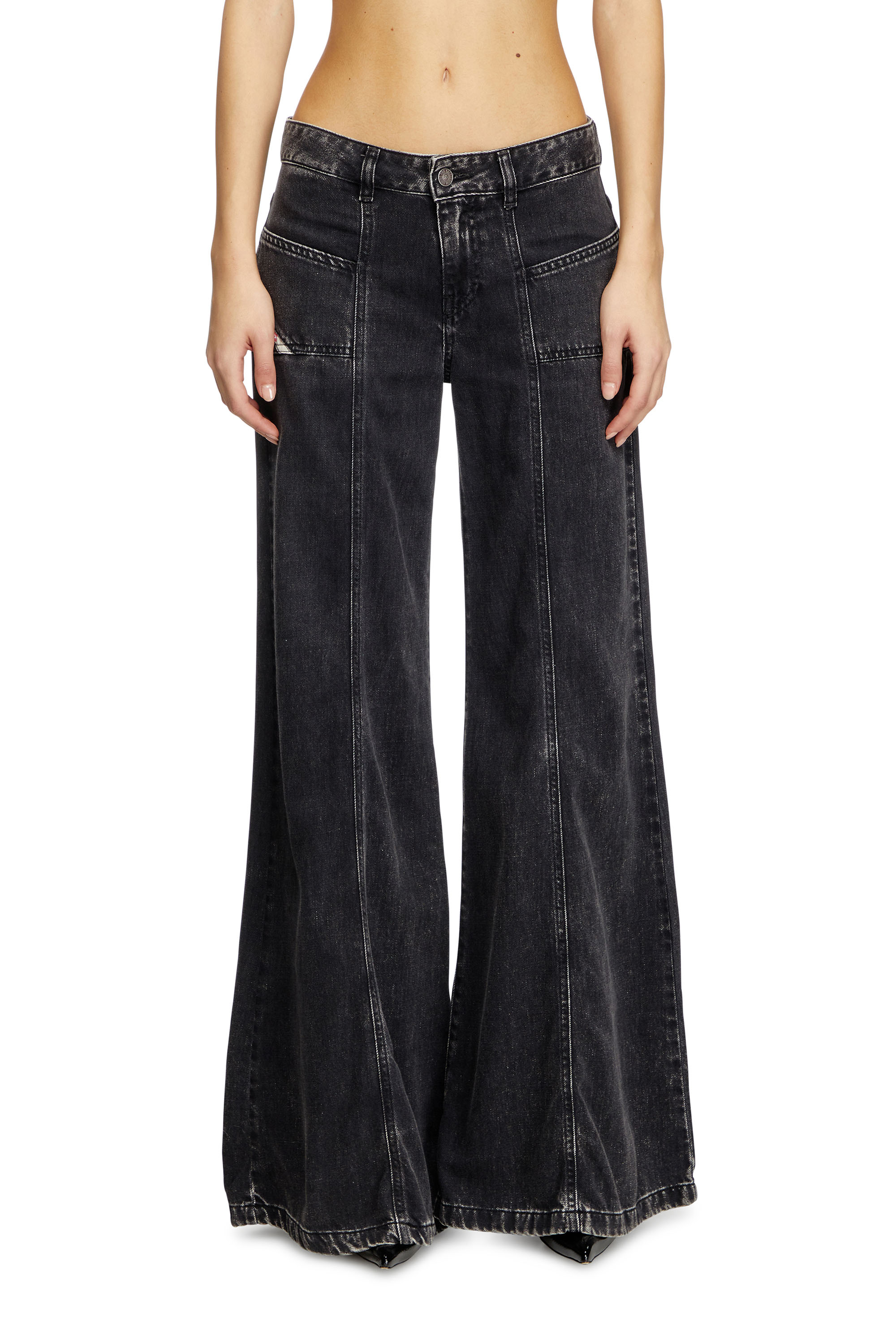 Women's Flare Jeans | Black/Dark grey | Diesel D-Akii