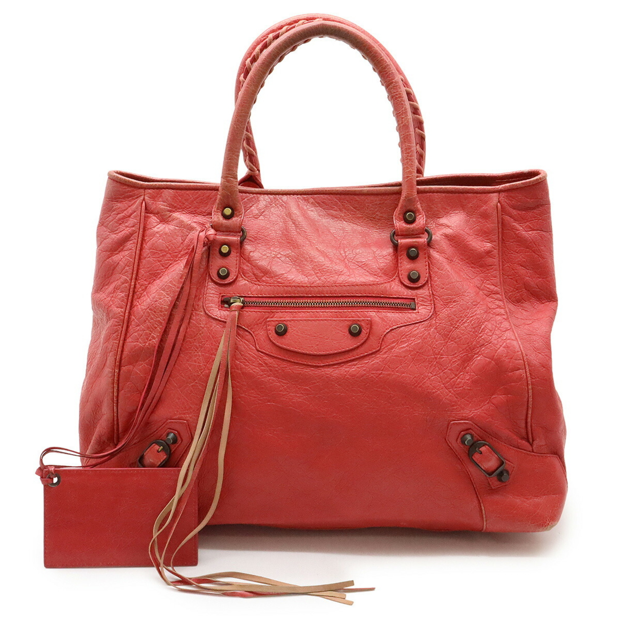 BALENCIAGA The Sunday Tote Bag Handbag Shoulder Leather Red 228755