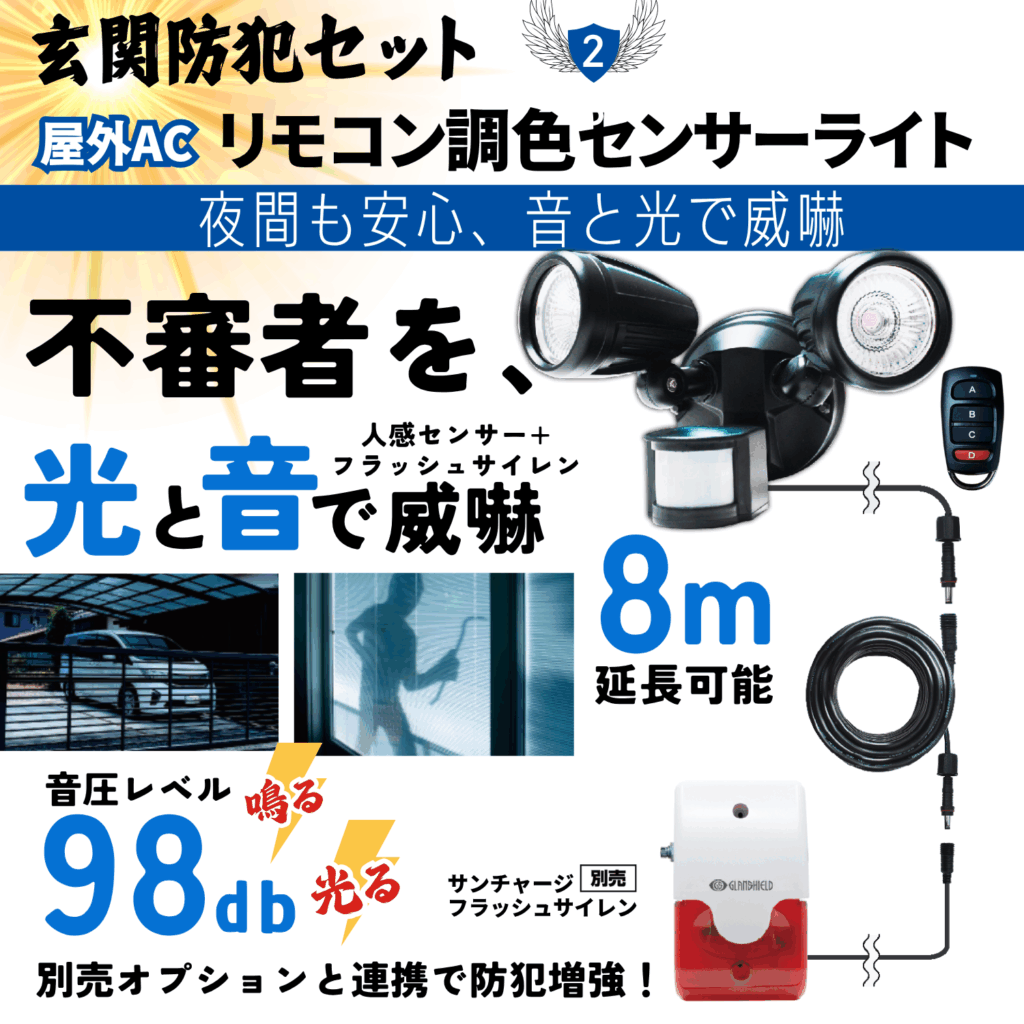 玄関防犯4点セット - 防犯カメラ・ホームセキュリティ Glanshield