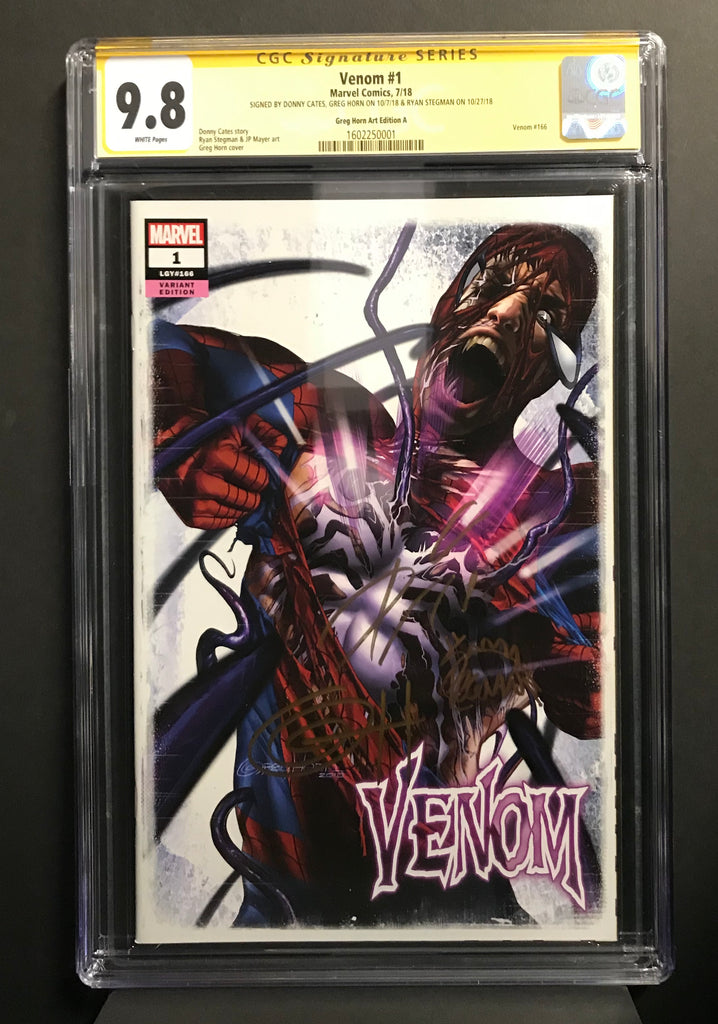 Venom # 1 Greg Horn Art CGC 9.8 Signature Series Triple Signed Set!