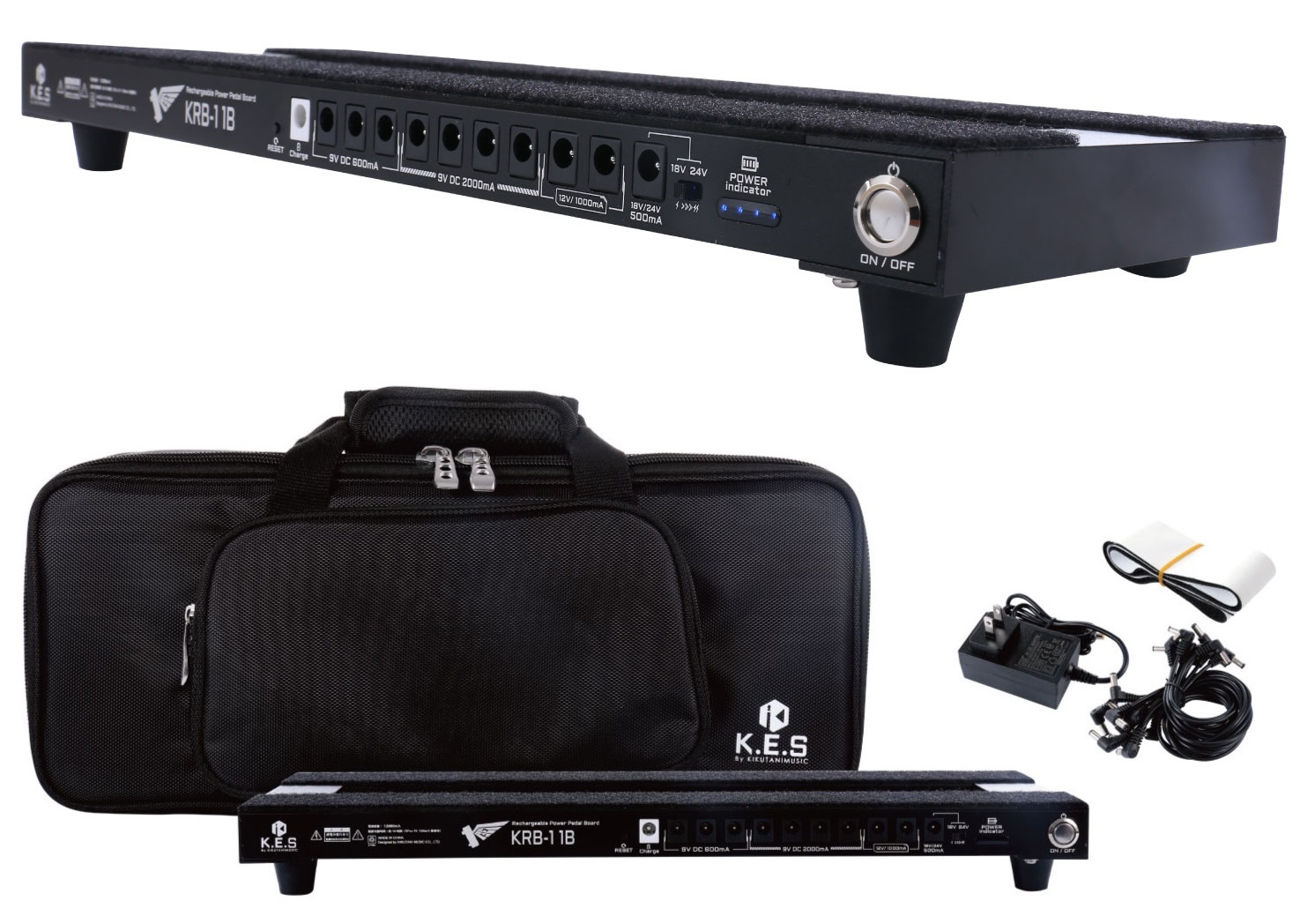 パワーサプライ・ペダルボード】-K.E.S-リチウムイオンバッテリー内蔵