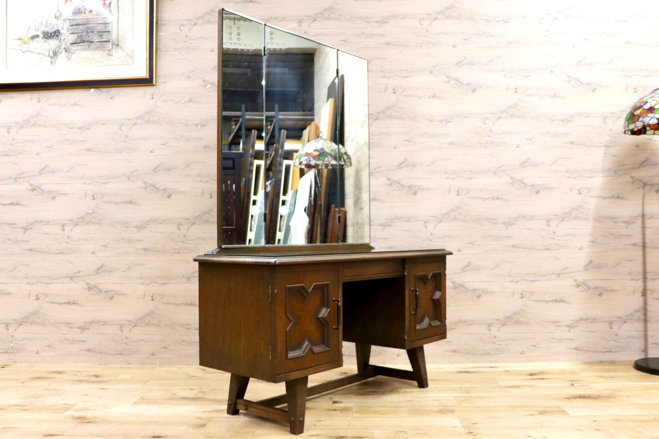 GMGK535○神戸家具 洋家具 永田良介商店 三面鏡 ドレッサー 鏡台