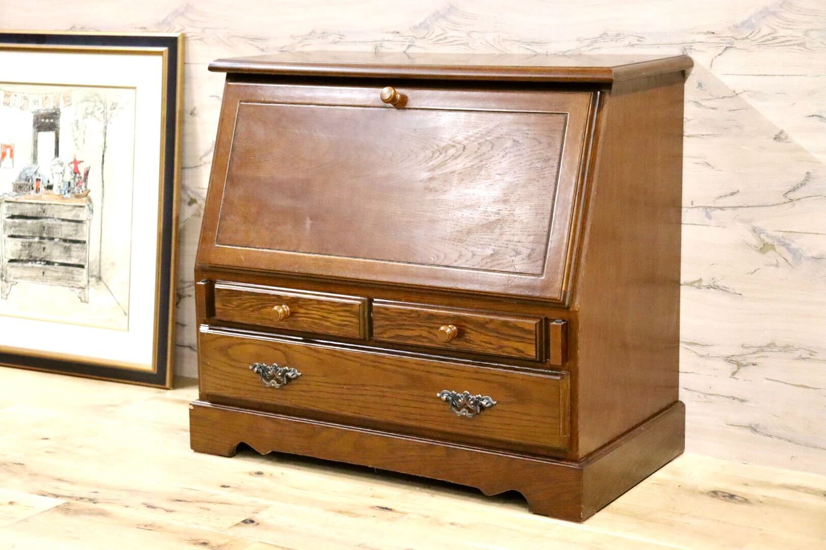 GMIS65○神居民芸 ライティングビューロー デスク キャスター付き椅子 鏡台