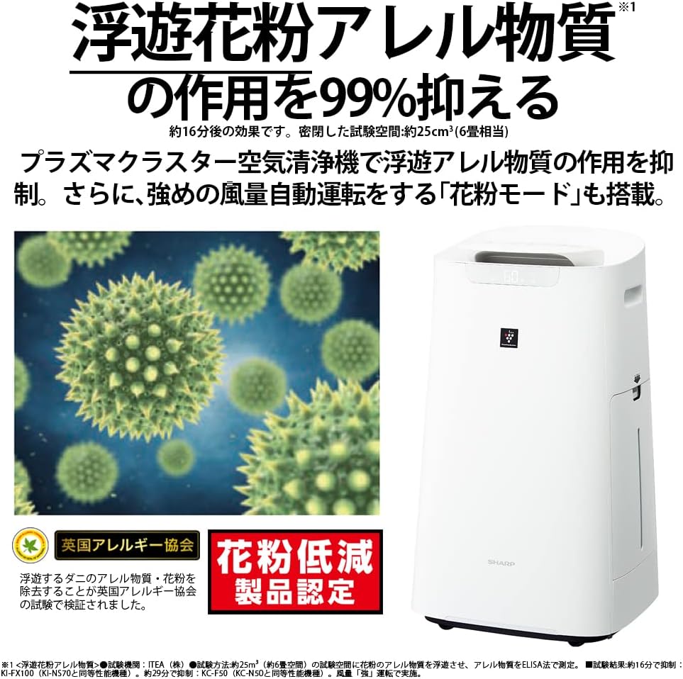月額5,980円レンタルプラン：シャープ 加湿空気清浄機 KI-NS70-W