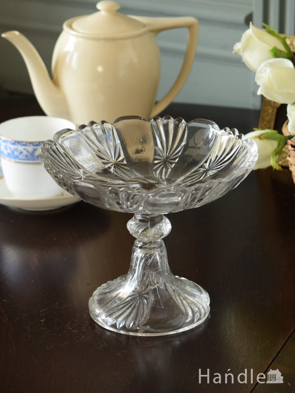 アンティークのガラス食器、ヴァルサンランベールのガラスのコンポート