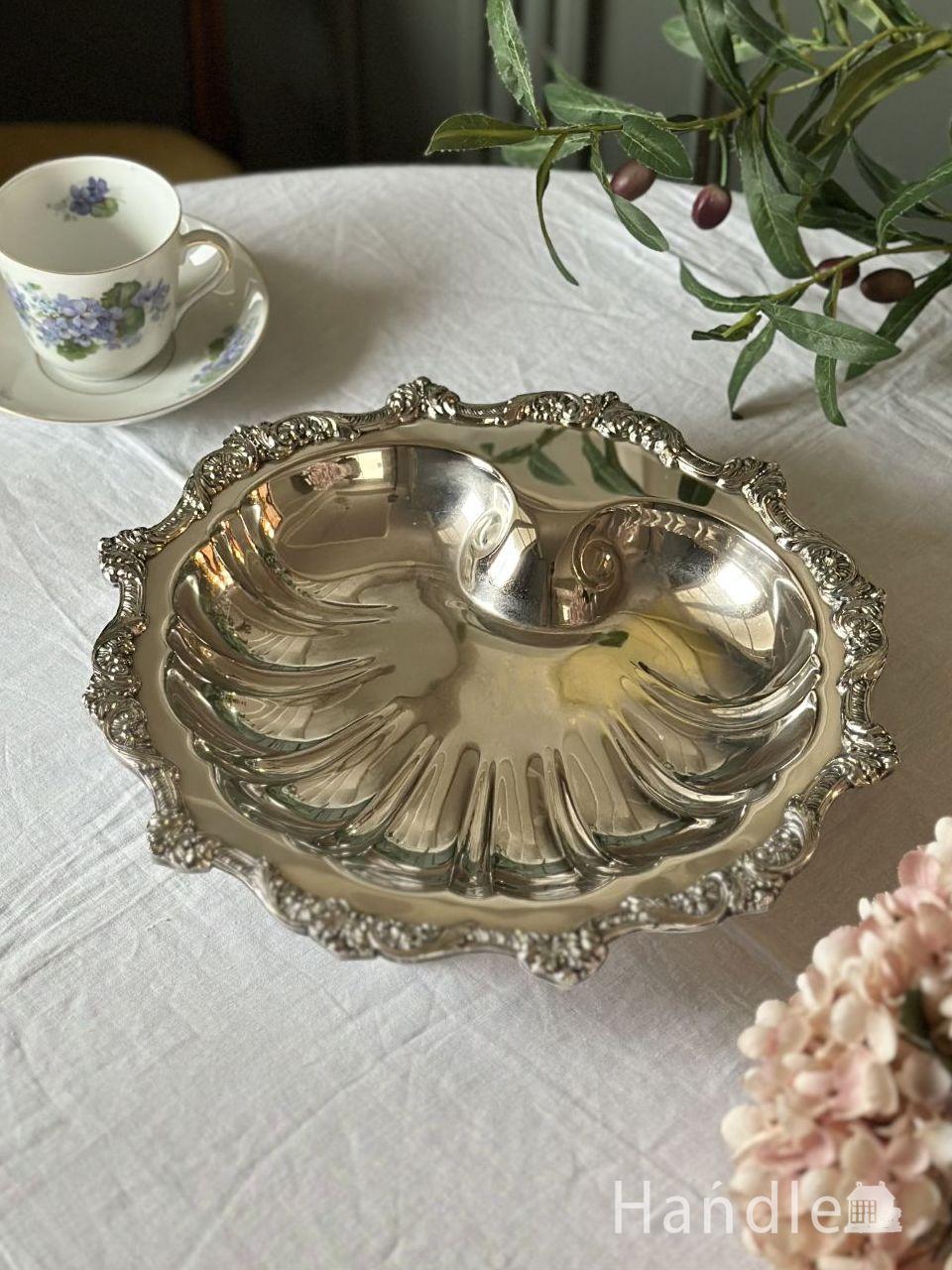 英国アンティークのアクセサリートレイ、真鍮製のおしゃれなミラー