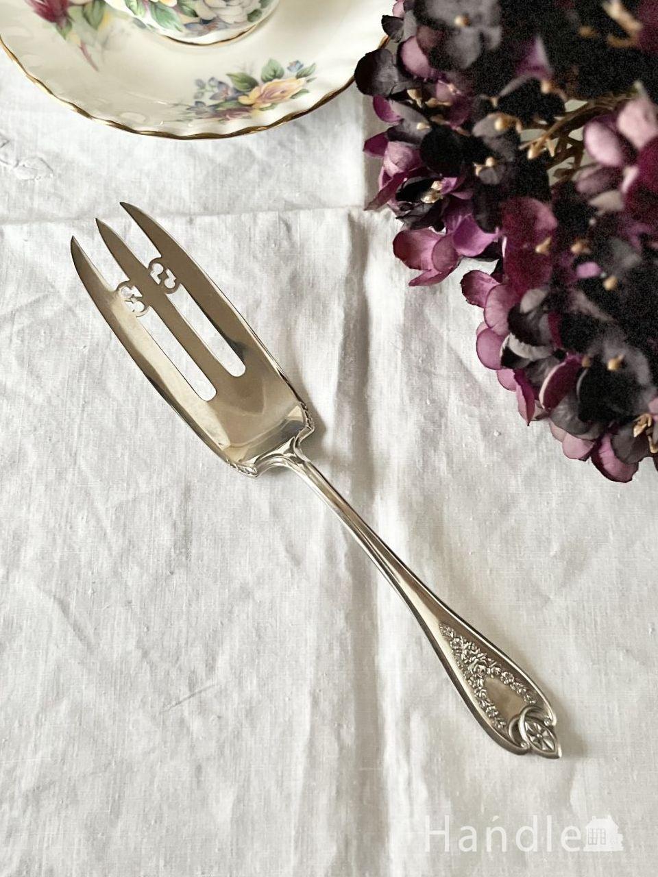 アンティークのシルバーカトラリー、シルバープレートのケーキサーバー