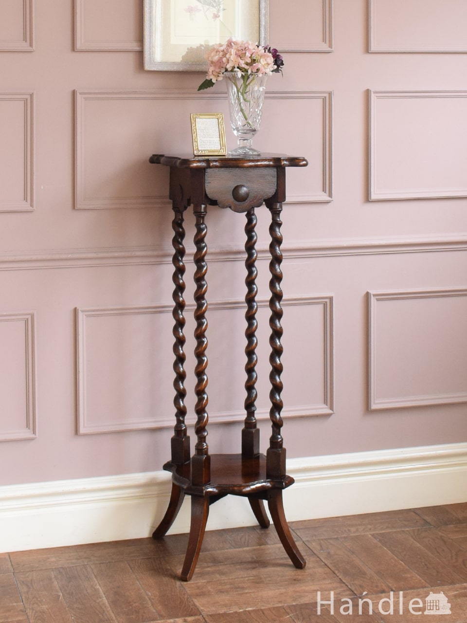 イギリスから届いた美しい花台、アンティークのプラントスタンド(q