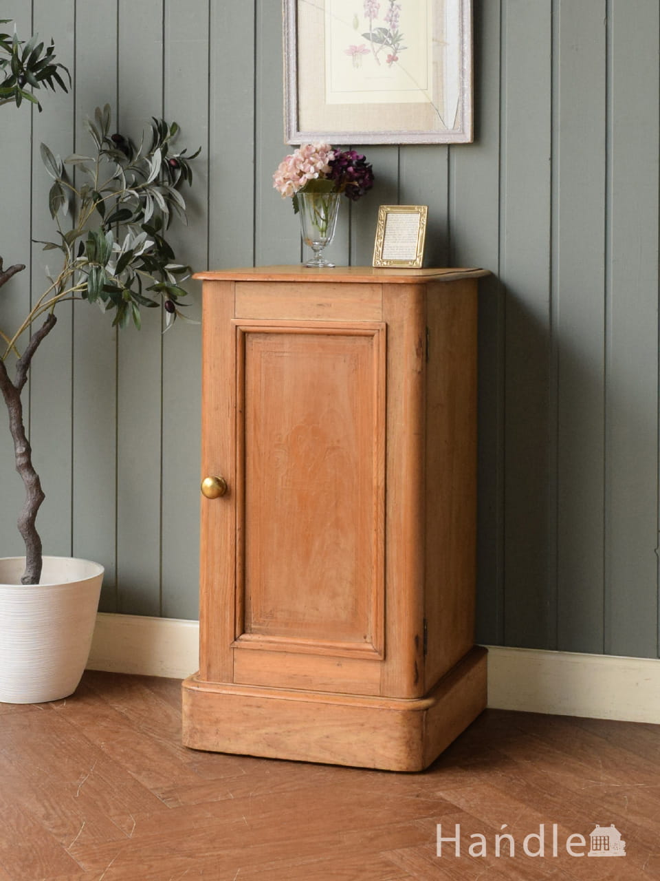 アンティーク ロイドルーム ベッドサイド テーブル（グリーン）(z-205