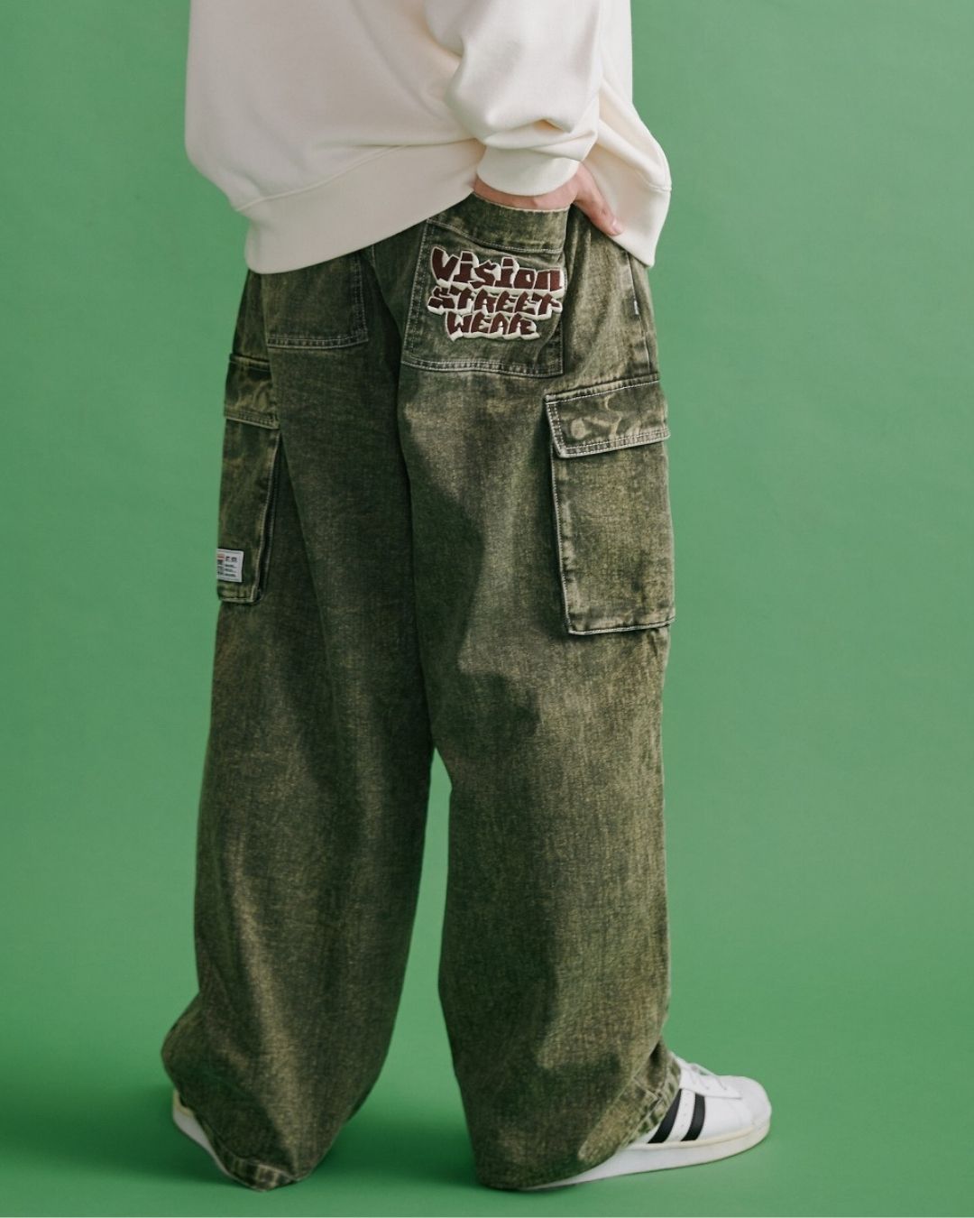 Logo Denim Pants / バックポケット刺繍ワイドカーゴパンツ – Ha-Li-C