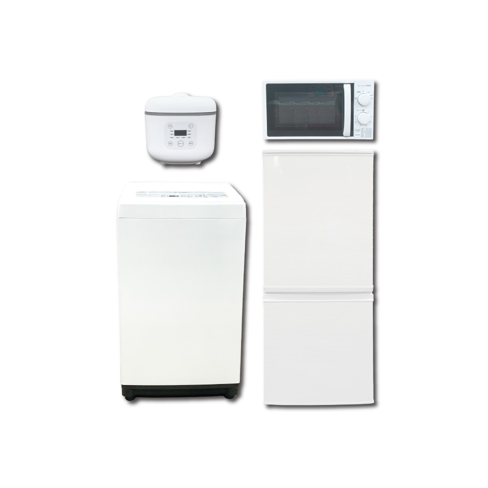 家電レンタル 一人暮らし向け 冷蔵庫 洗濯機 電子レンジ 炊飯器 4点