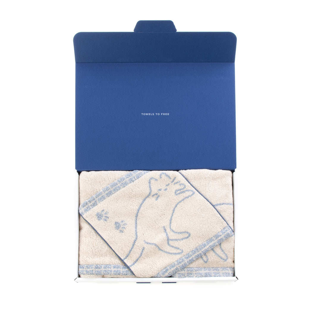 ハートウエルボックス入り] すやねこ バスタオル×フェイスタオル