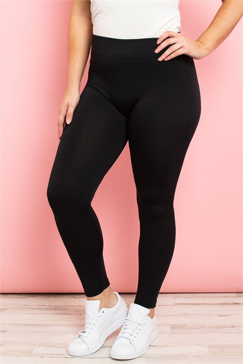 Plus Size Black Fleece Lined Leggings – Harp & Sole Boutique