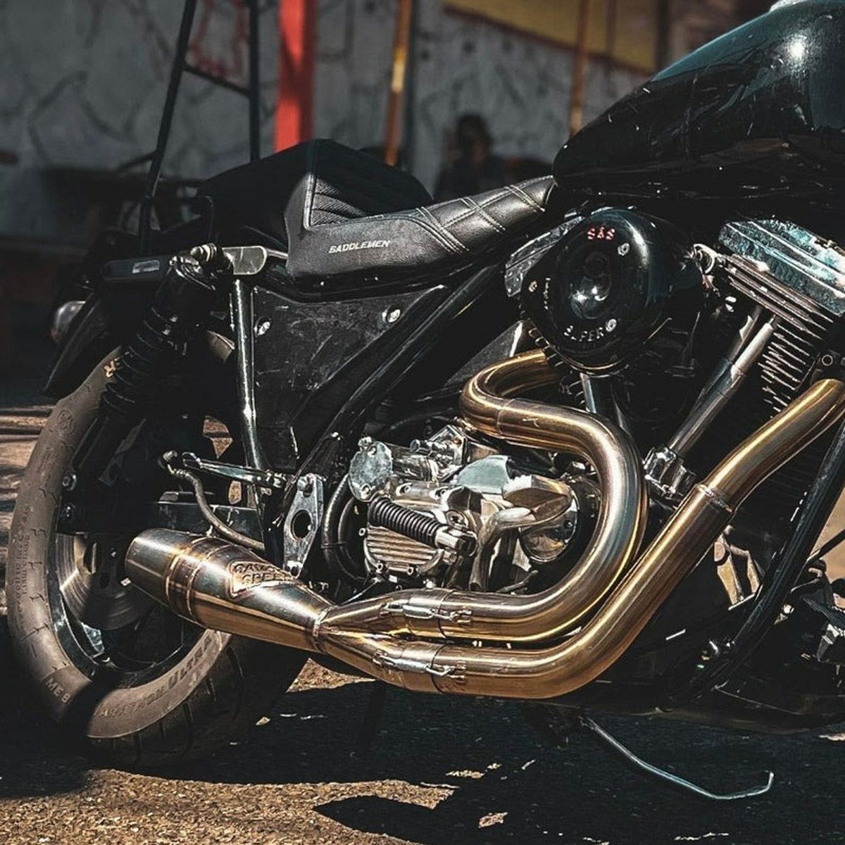 ハーレー FXR BIG INCH 2-1 フルエキゾーストマフラー ステンレス