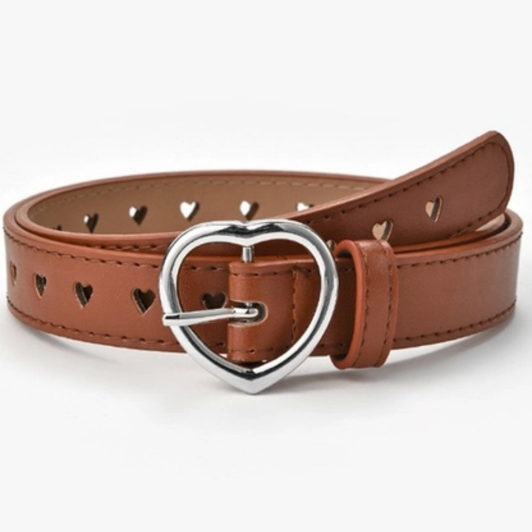 Heart Belt with Silver Clasp - Brown – Hello Gracie Lou