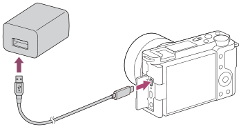 ZV-E10 | ヘルプガイド | バッテリーをカメラに入れたまま充電する