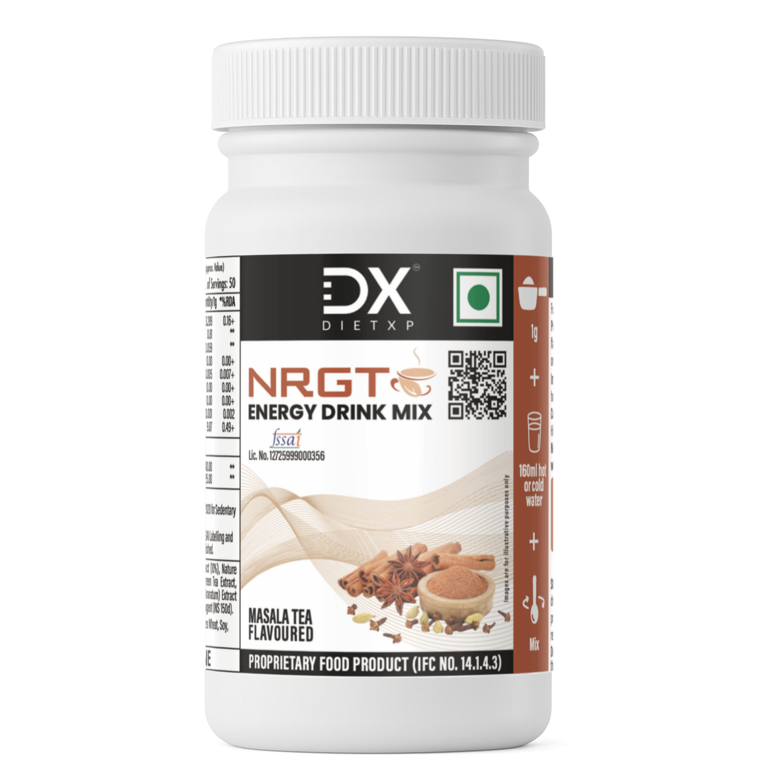 DietXp NRGT Energy Drink Mix – Masala Tea Flavoured (50g