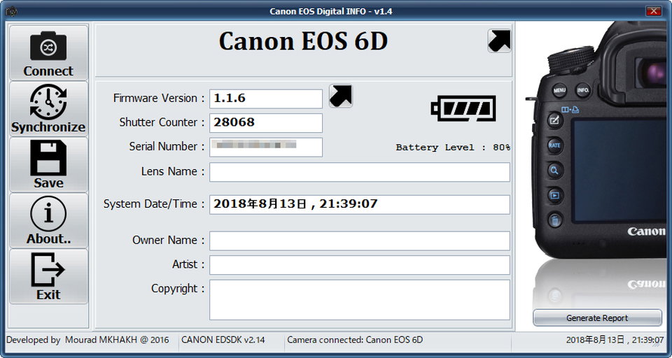 EOS 5D3と6Dのシャッター回数をチェックする | HERMITCRAB