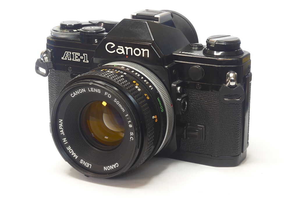 Canon AE-1 35mm SLR with Autowinder and 50mm f1.8 FD lens - High 5