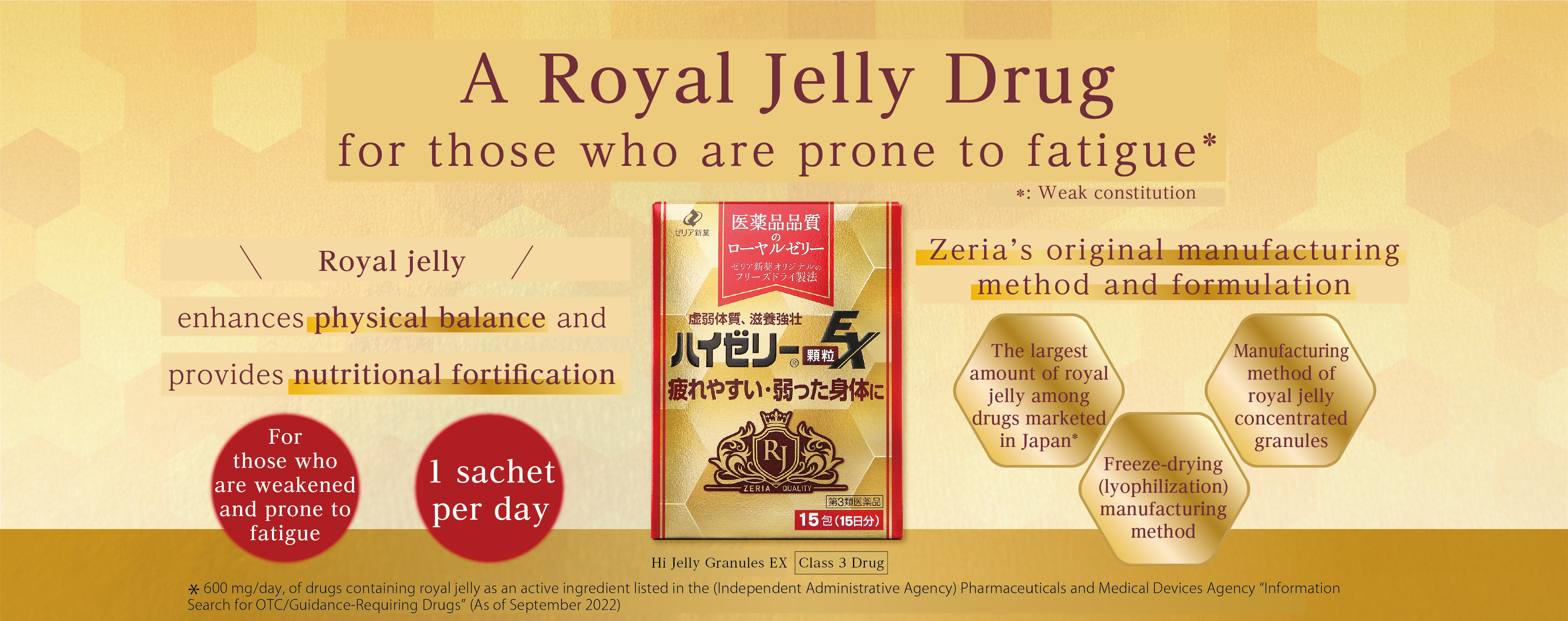 ストレス社会の身体の疲れに。ハイゼリー顆粒EX：ゼリア新薬