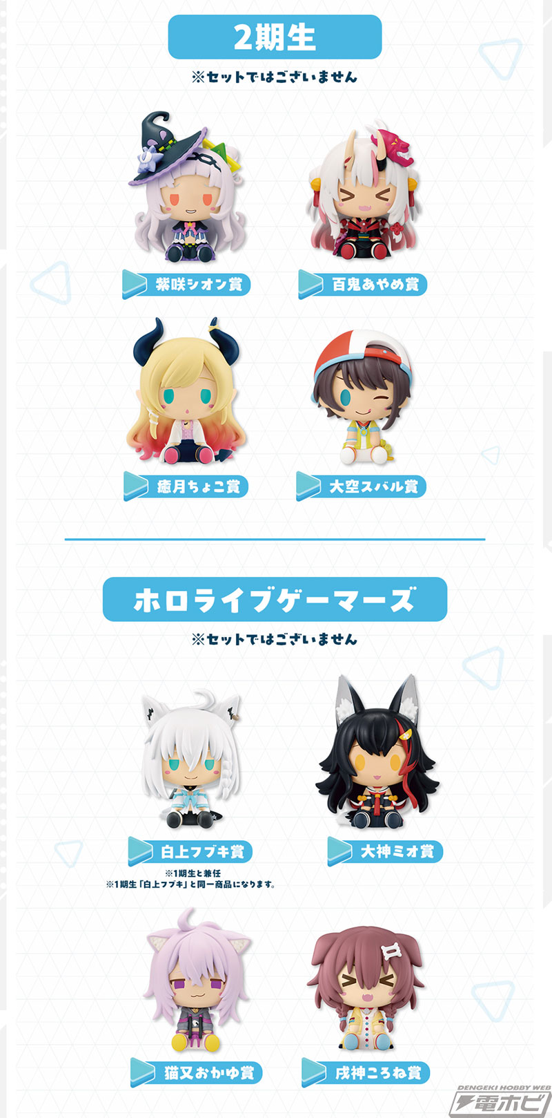 一番くじ ホロライブ ちょこのっこコレクション」が発売決定！0期生