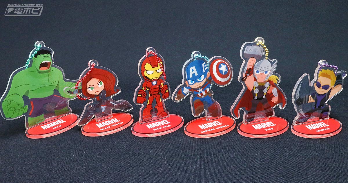 グリヒル」アートのマーベルキャラがカード、フィギュア、キーチェーン