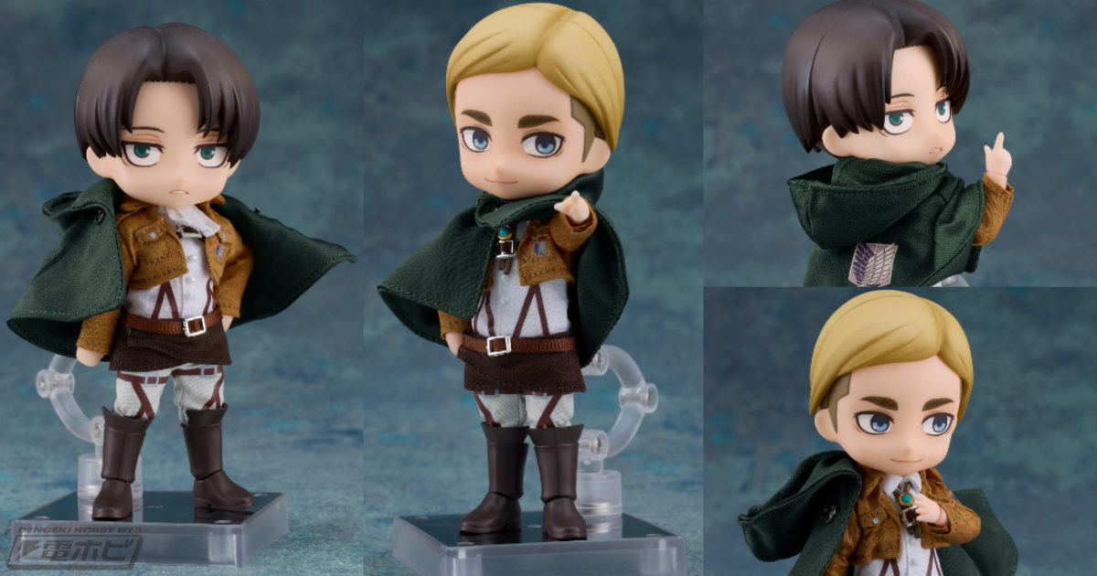 進撃の巨人』リヴァイ＆エルヴィンがおなじみの兵団服姿でねんどろいど