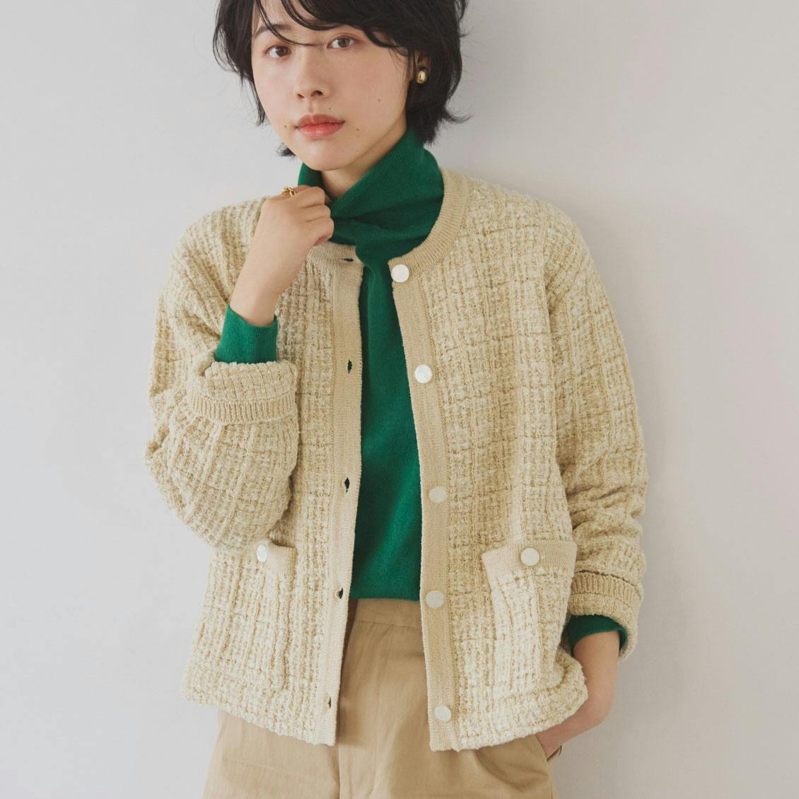 カジュアルも、きちんとも」ツイード柄のニットジャケット - 北欧