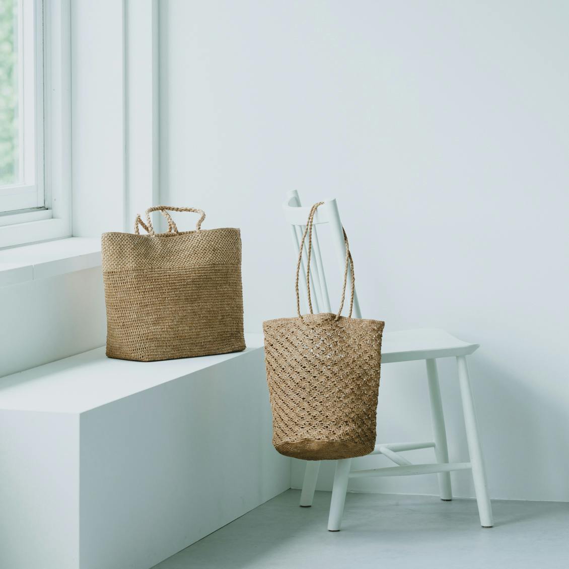 ラフィアのトートバッグ（横長） - 北欧、暮らしの道具店