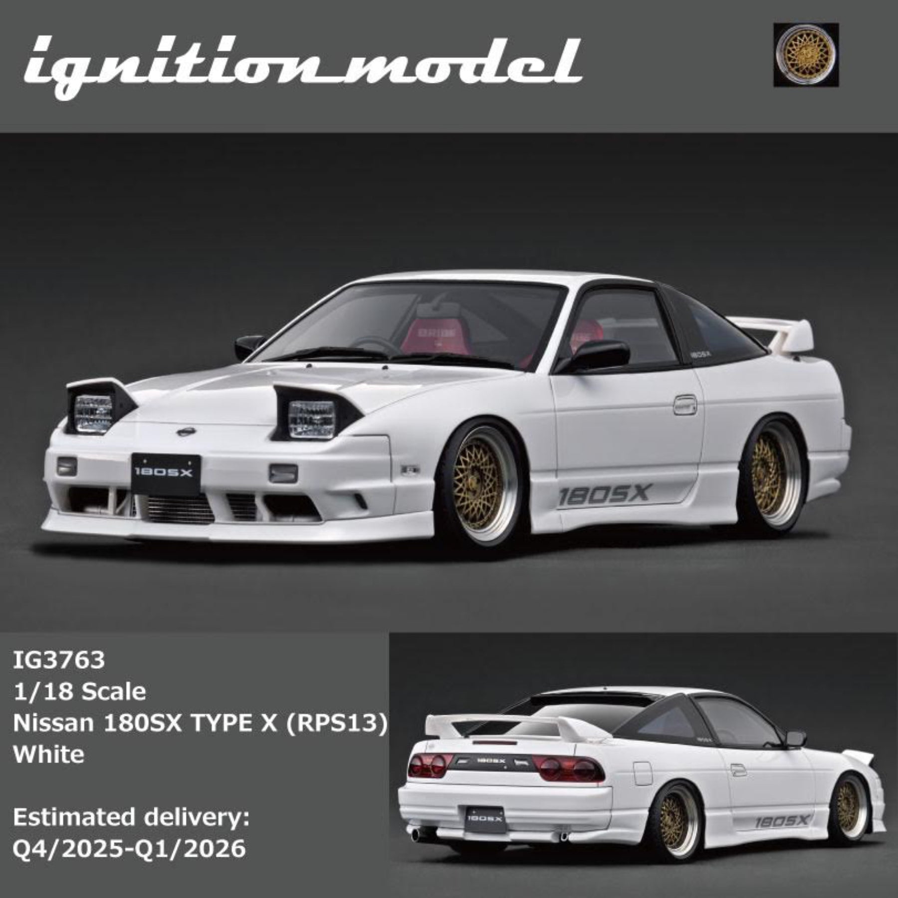 Ignition Model 1:18 Nissan 180SX TYPE X (RPS13) White IG3763
