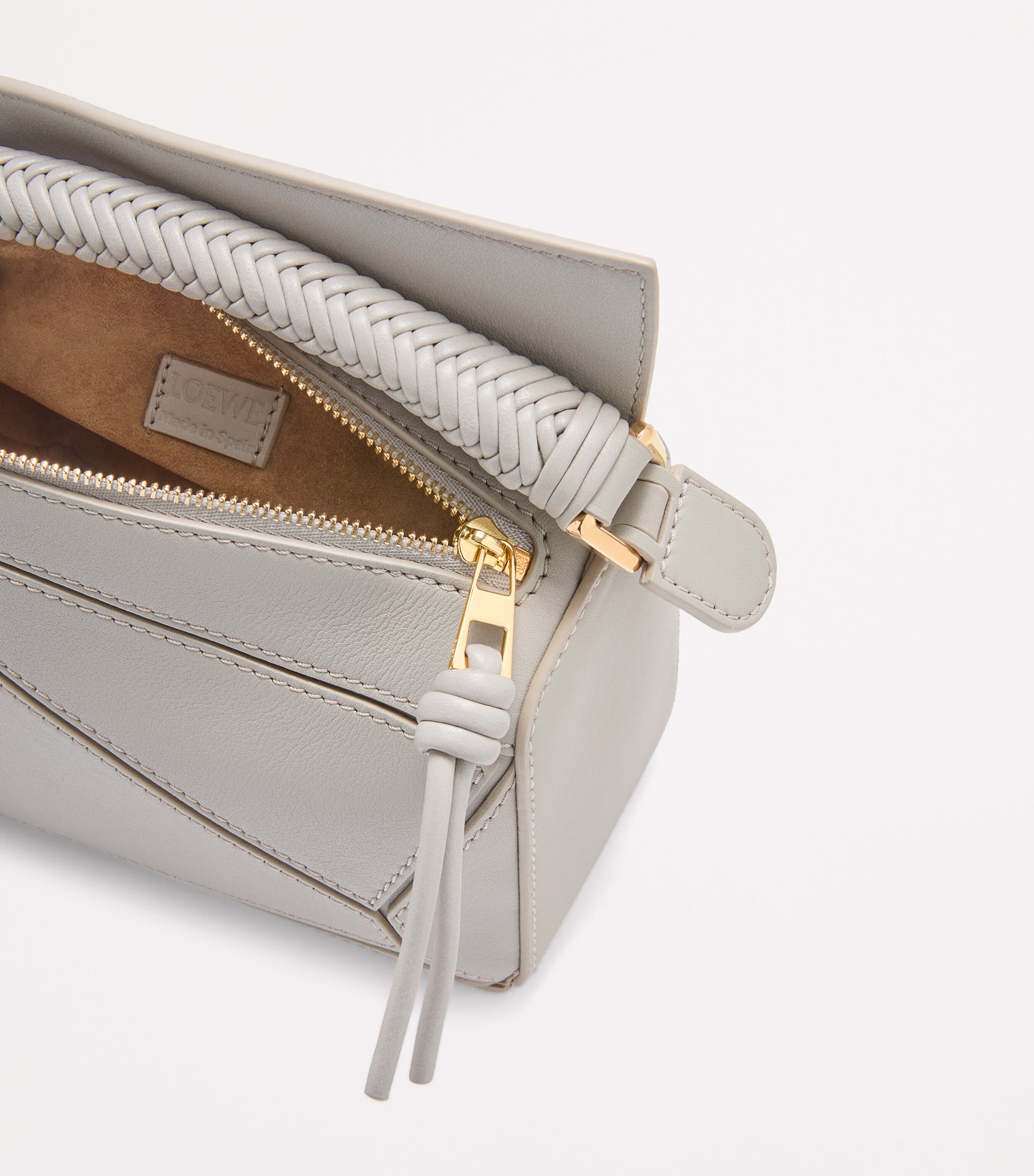 LOEWE Grey Mini Calfskin Puzzle Top-Handle Bag | Harrods US