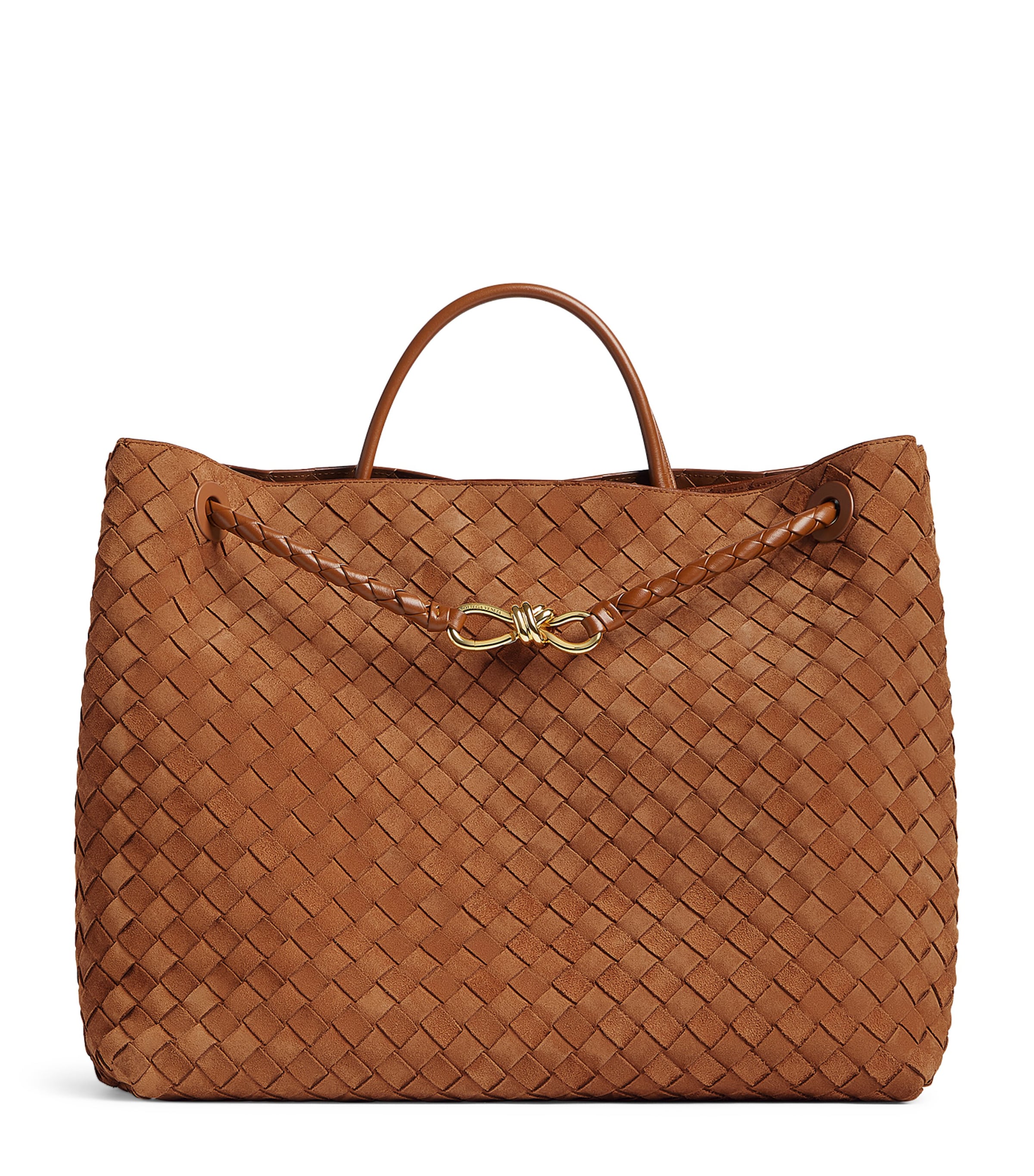 Bottega Veneta Brown Large Suede Andiamo Top-Handle Bag | Harrods US