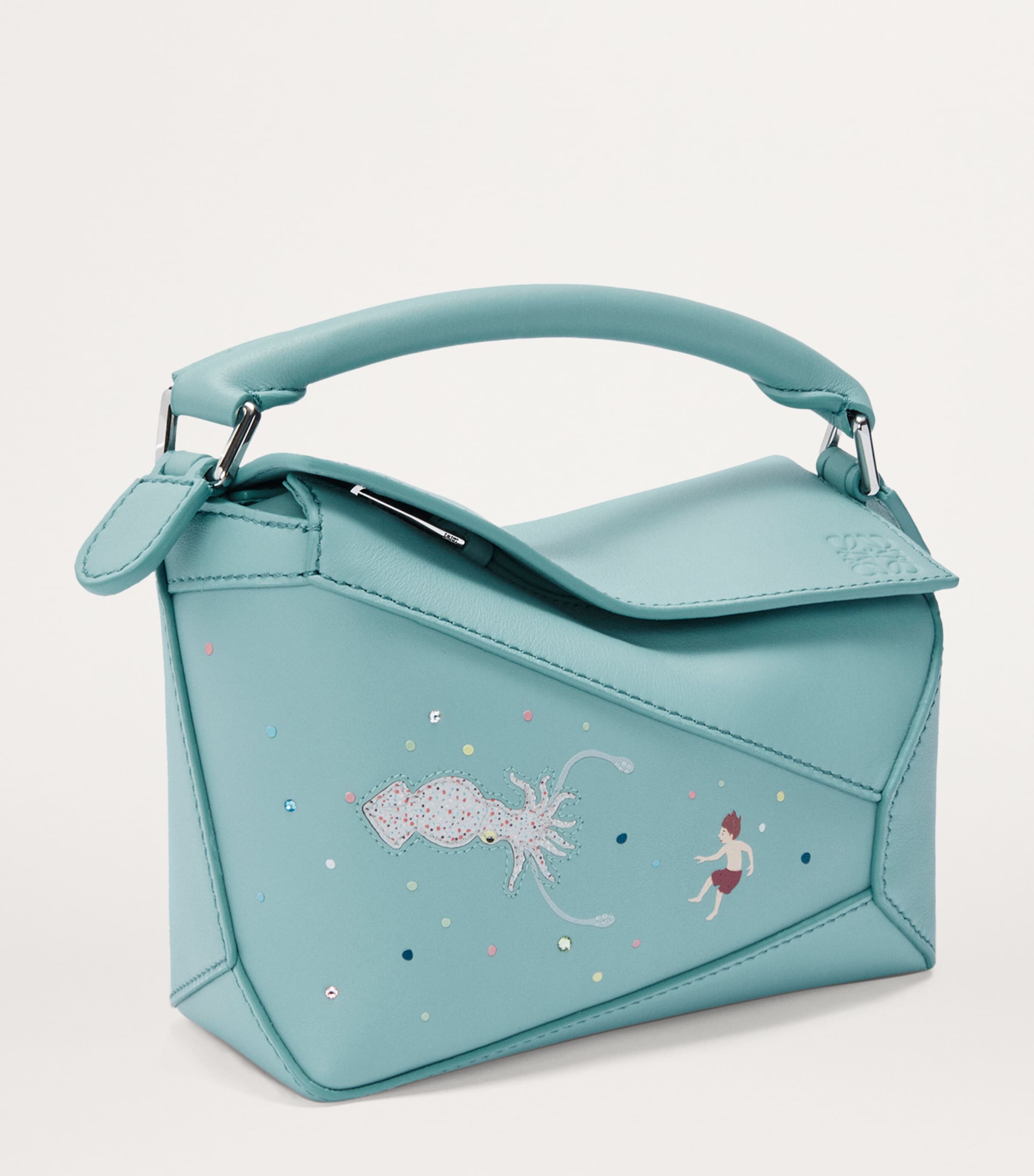 LOEWE Blue x Suna Fujita Mini Puzzle Edge Top-Handle Bag | Harrods US