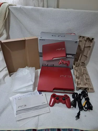 Playstation 3 Slim Scarlet Caixa Cib Serial Bate Cech 3000b